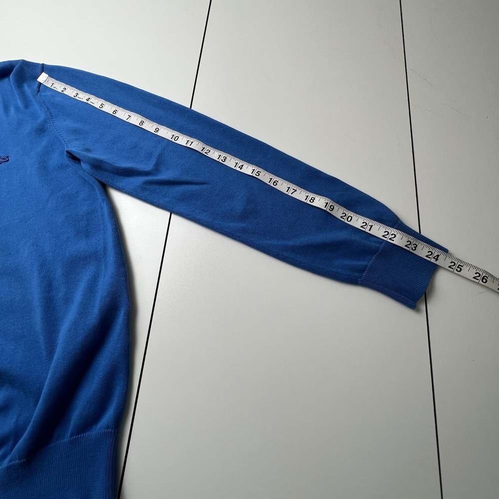 Lacoste Sweater Men's Size 4 (Medium) Blue Cotton V Neck Crocodile Logo Pullover - Picture 9 of 13